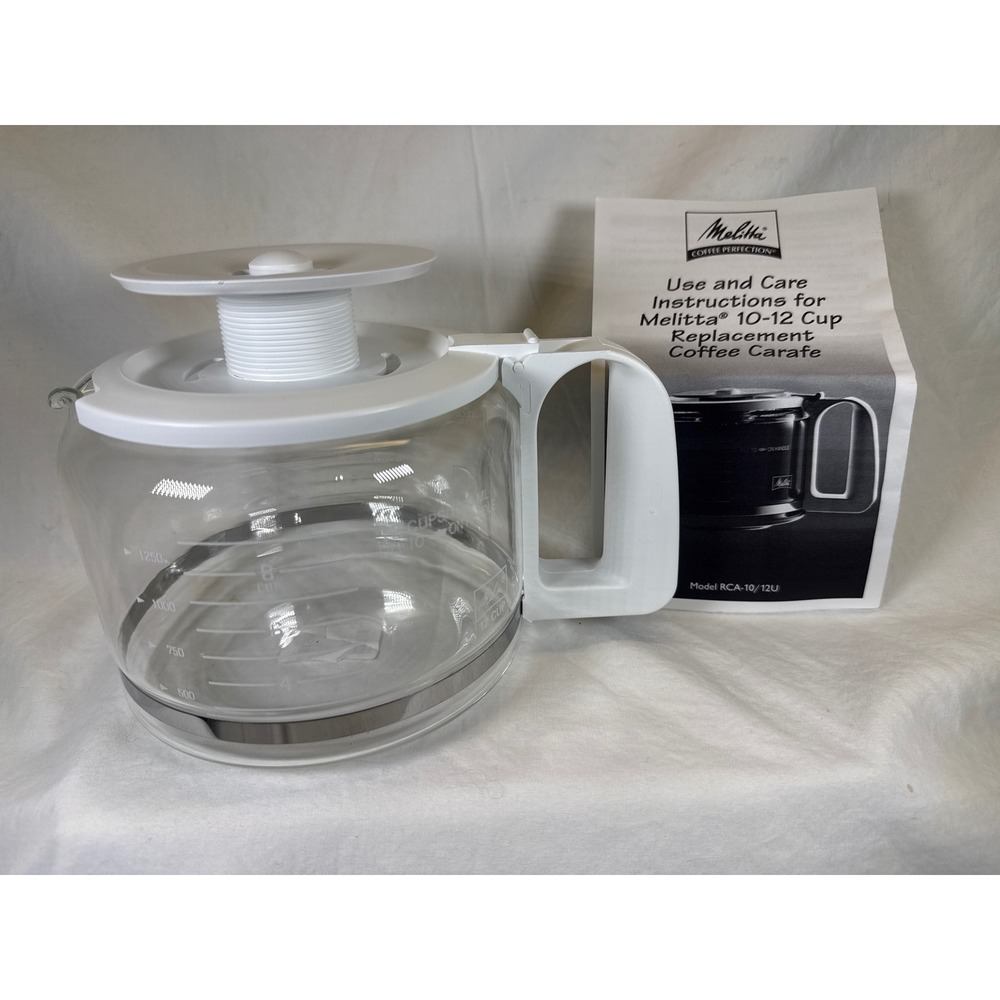 Melitta 10-12 Cup Replacement Coffee Carafe Glass White Handle RCA-10/12U